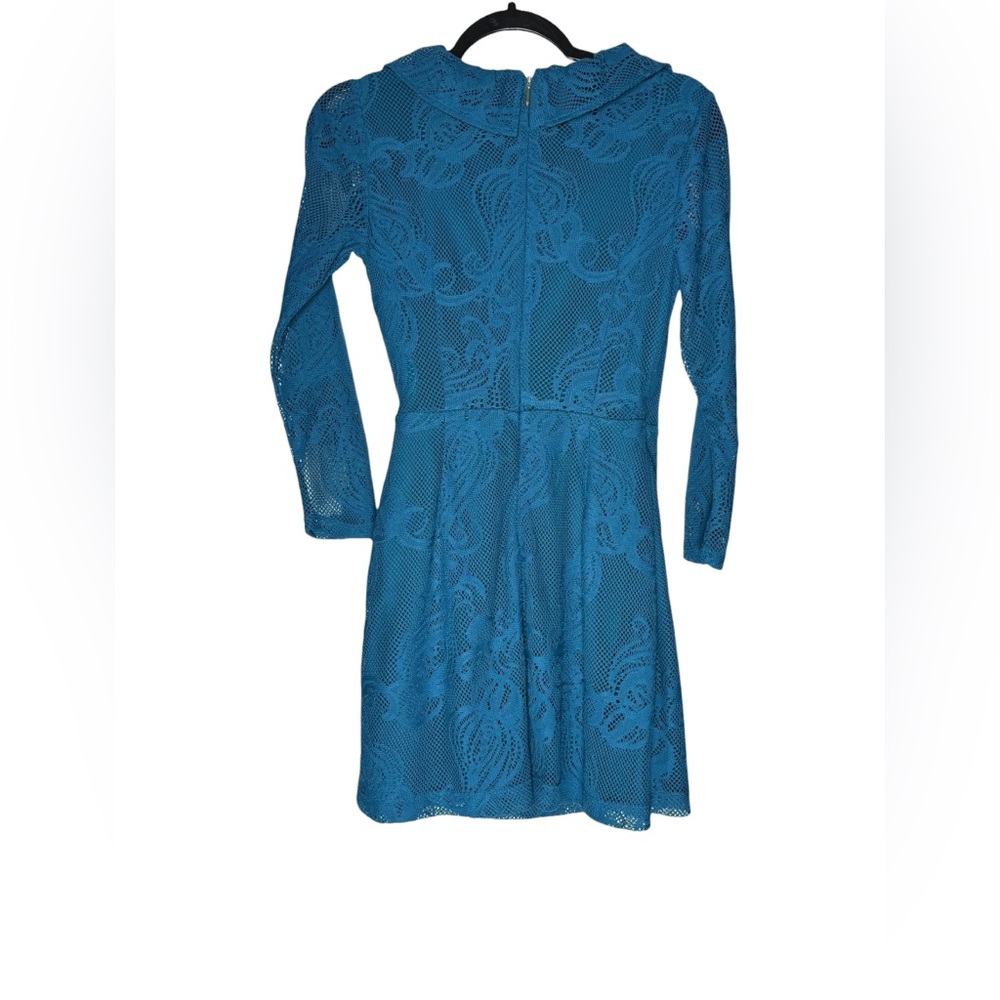Lilly Pulitzer Tiki Wrap Ruffle Romper Sz XS Inky Teal Lace Long Sleeve NWT $198 - Picture 2 of 10